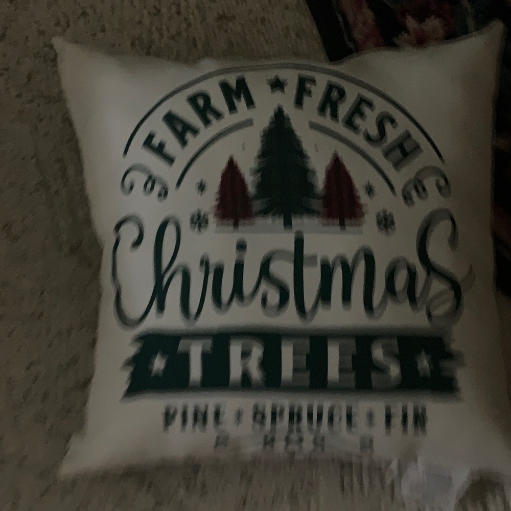 Farm Fresh Christmas Trees Pillow - Green and White